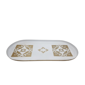 Plateau ovale de service en fer plateaux de rangement de couleur de texture jaune pour la décoration de restaurant et de table en vrac fait à la main - Product Image 4