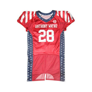 Camiseta de fútbol americano con diseño personalizado, impresión sublimada personalizada, fabricante de uniformes de fútbol en Pakistán - Product Image 3