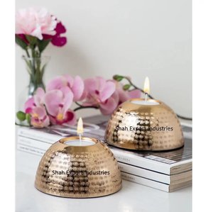 Gold Finished Brass Round <b>Tea</b> Light <b>Candle</b> Holder for Home Wedding Party Table Lighting Decor Tealight Holders - Product Image 4