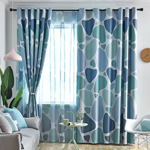 Rideau Occultant de Haute Qualité Imprimé Pavés, Rideaux à Œillets <span class=keywords><strong>pour</strong></span> Chambre, Bureau, <span class=keywords><strong>Cuisine</strong></span> et Salon - Product Image 1