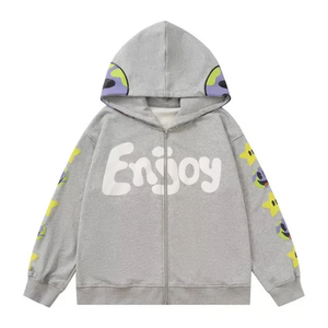 Men's Clothing Top Quality Heavyweight Puff Print Hoodies Tracksuits 100% Cotton Sweatshirts <b>Streetwear</b> - Product Image 5