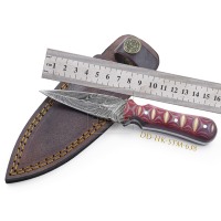 Couteau de DD-HK-STM-633 à lame fixe en acier damas fait à la main Micarta incrustation de bois chasse extérieur Bushcraft poignée de survie 192 couches