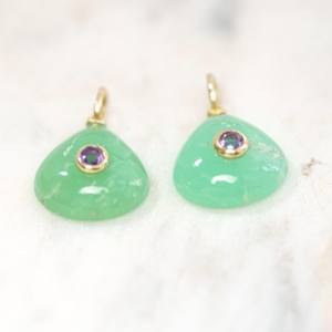 Natural Chrysoprase Oval Shape Carved Gemstone <b>Charms</b> <b>Pendants</b> 925 Sterling Silver Gold Plated <b>Fashion</b> <b>Pendants</b> Jewelry In Bulk - Product Image 4