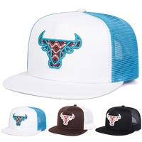 Casquettes de baseball unisexes avec tête de boeuf brodée en filet hip-hop pour le printemps et l'été