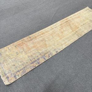 Vintage Runner Rug 2.1x8.7 ft (63x266 Cm) Turkish <b>Brown</b> Oriental Rug Patchwork Design <b>Wool</b> Material Latex Backing Eco-Friendly - Product Image 2