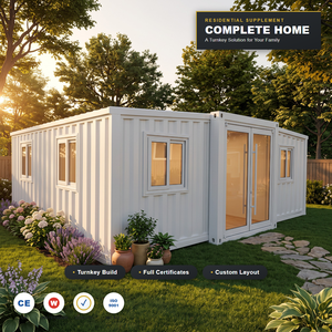 Maison modulaire préfabriquée imperméable et ignifuge, conteneur pliable de 40 pieds, isolation en laine de roche de 50 mm, toutes saisons -40°C ° De la lettre C à la lettre 50 ° C - Product Image 1