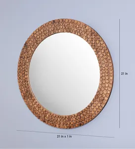Gương trang trí tường tròn với khung gỗ mộc mạc cho trang trại và nội thất theo phong cách boho với giá cả hợp lý - Product Image 3