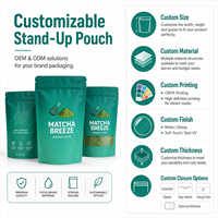 Sachets personnalisés imprimés en gros, directement de l'usine, pour l'emballage de poudre de matcha