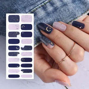 ShineB Gel Nail Strips Purple   star Design Best selling Nail wraps and easy Glam nail stickers Salon High Quality made in korea