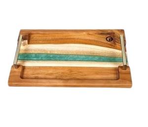 Produit de vente chaud plateau de service en bois de finition en résine pour les collations sur mesure en bois/plats de service sucrés plateau en résine - Product Image 1