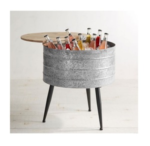 Tina de cerveza de Metal de hierro galvanizado con soporte Venta al por mayor de acero inoxidable Barware Tina de hielo decorativa para botellas de cerveza - Product Image 1