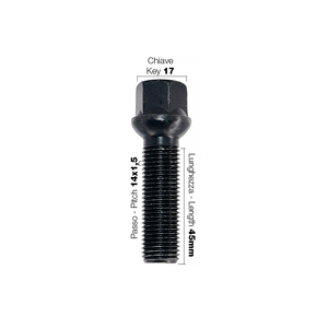 10 boulons noirs ch.17 14x1,5 l.45mm sphériques - Product Image 2