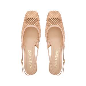 Sandalias Valentino Slingback con Tacón y Cristales Color Nude - Product Image 4