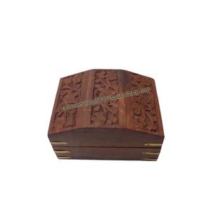 Caja organizadora de joyería de madera, artesano indio, con tapa para anillo de oreja, collares - Product Image 1