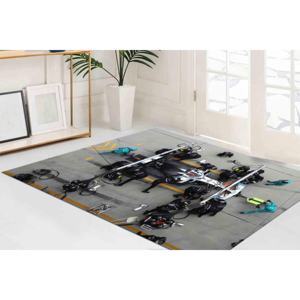 Alfombra de Carreras F1: Diseño de Mercedes Bolid, Lewis Hamilton Pit Stop, Alfombra Impresa, Alfombra Delgada No Tejida - Product Image 1