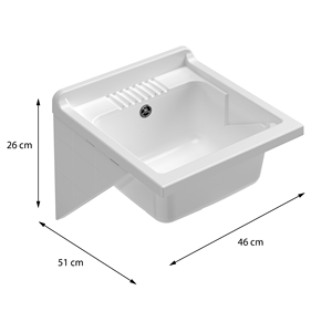 Vasca in Resina Rettangolare Resistente agli Acidi Mongardi con Scarico, Lavabo da Bagno per Interni/Esterni Montato a Parete - Product Image 2
