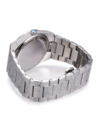 Montre mécanique ETA en acier inoxydable avec cadran en verre et aiguilles, sertie de moissanite