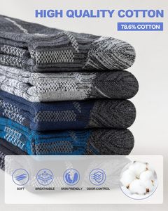 Chaussettes de travail en coton pour hommes, 5 paires de chaussettes à bottes rembourrées, chaussettes athlétiques évacuant l'humidité pour la randonnée, les sports et la course à pied - Product Image 2