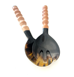 Cuencos de cuerno de Búfalo con cuchara Forma aleatoria Superficie brillante Tamaño de 10 "Cuernos de vaca de buey Cuencos de Mesa Central Tonos naturales - Product Image 6