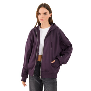 Dernières tendances : sweats à capuche zippés pour femmes, en polaire polyester/coton respirant, coupe oversize, prix de gros - Product Image 1