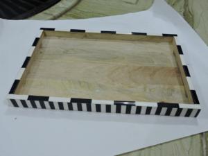 Plateau de service en bois de style luxueux, écologique, fait à la main, couleur marron argenté, avec poignée en métal, décoration de table, meilleure qualité, meilleur prix - Product Image 4