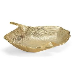 Golden Finished Bowl Casting Aluminum Luxury Modern <b>Leaf</b> Bowl Tabletop Indoor Outdoor Home Hotel Decorative Bowl Wholesale Rate - Product Image 1