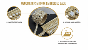 Encaje con Bordado Geométrico de Espejo, Cinta de Bordado de Cristal Simétrica de Lujo Ecológica, para Prendas Étnicas, Bolsos, Vestidos de Novia de Alta Costura - Product Image 6