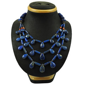Trendy <b>Choker</b> <b>Necklace</b> With Lapis And Coral Gemstone Hot Selling Bohemian <b>Fashion</b> Exaggerated Multi-layer <b>Necklace</b> Jewelry - Product Image 1