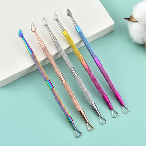 Nouveautés Outils pour l'art des ongles Salon de manucure Dissolvant de vernis à ongles Manucure Pousse-cuticules en acier inoxydable Double extrémité Réutilisable Personnalisé - Product Image 2