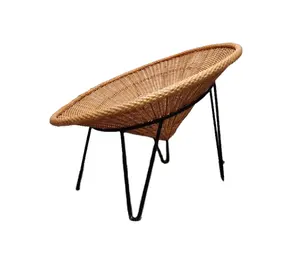 复古藤椅20世纪60年代世纪中叶现代藤椅复古锥形藤椅越南