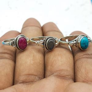 Bague de mariage artisanale en argent 925 rubis naturel Turquoise pierres précieuses diamant perle lunette principale réglage cadeau d'anniversaire pour femme - Product Image 3