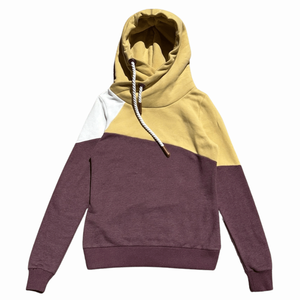 Sudadera con capucha de bloque de color dorado informal para mujer, ropa de calle, Sudadera con capucha y cuello de lana de algodón transpirable, Top - Product Image 1