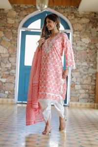 파키스탄 최신 디자인 새로운 여성 의류 면 커티스 바지 세트 에스닉웨어 도매가 인도 구매 가능 - Product Image 5