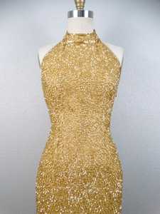 Motif floral perlé brodé robe de Cocktail noir antistatique robe de soirée paillettes longue pleine longueur sans manches pour - Product Image 4