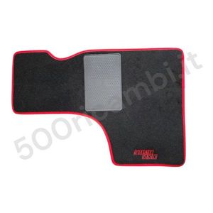 Juego de 4 Alfombrillas Negras con Borde Rojo y Logotipo FIAT 500 Bordado para FIAT 500 126 EPOCA - Product Image 1