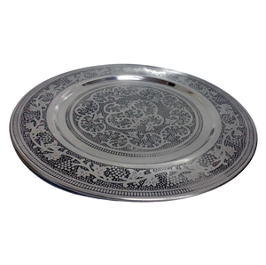 Assiette de service ronde en aluminium fantaisie gris avec plateau de couleur cuivre pour servir des aliments au restaurant fait à la main personnalisé - Product Image 6