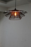 Plafonnier suspendu en fil de fer fait à la main, couleur bronze/noir/blanc ou personnalisé, (diamètre 43cm, hauteur 25cm)