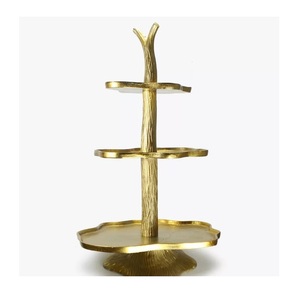 New Arrival Wedding Event Table Wedding Parties <b>Cake</b> <b>Stand</b> Gold Plated Aluminum Metal Handcrafted Three Tiers <b>Stand</b> - Product Image 5
