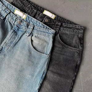 Pantalones Vaqueros de Mezclilla de Lavado Medio Personalizados TOPSHOW para Hombre, Negros y Azules, de Pierna Ancha y Recta, para Verano e Invierno - Product Image 2