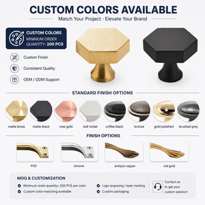 Koppalive Furniture Hardware Gold Brushed Solid Brass Kitchen Cupboard Cabinet <strong>Drawer</strong> Hexagon <strong>Knobs</strong> - Product Image 4