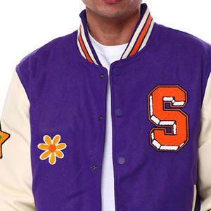 Blouson d'université de grande taille pour hommes, dernier modèle, violet, avec col montant et poche intérieure pour Letterman et joueurs de baseball - Product Image 3