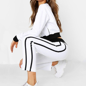 Conjunto Deportivo Informal para Mujer, Estilo Urbano, con Cordón, Transpirable, 100% Algodón, Top de Manga Larga, Pantalones de Felpa, Ropa Deportiva para Correr - Product Image 1