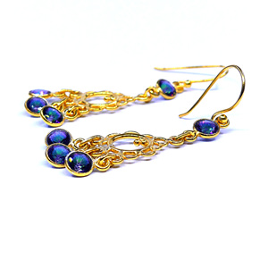 Fashionable Sterling Silver 925 <b>Gold</b> Plated Mystic Topaz Gemstones Hanging Unique Women Wear <b>Earring</b> <b>Set</b> - Product Image 3
