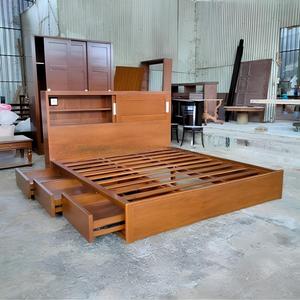 Cadre de lit en bois avec tiroirs de rangement, lit plateforme en bois brun pour chambre à coucher - Product Image 2