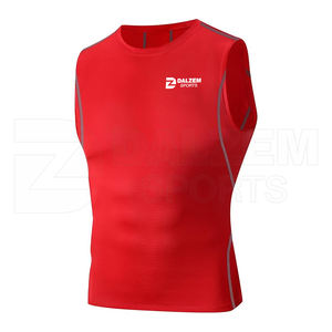 Camisetas de compresión para gimnasio para hombre al por mayor, ropa para correr con logotipo personalizado de poliéster 100%, ropa deportiva, camisetas elásticas sin mangas - Product Image 4