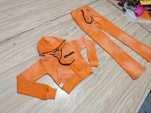 Conjunto Deportivo Informal de Dos Piezas con Capucha y Lavado Ácido, Unisex, Personalizado, de Gran Peso, con Pantalones de Chándal Acampanados, 100% Algodón - Product Image 3