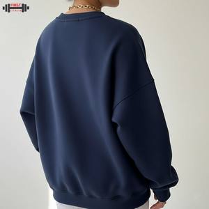 Ras du cou doublé hiver sweat-shirt en gros de haute qualité OEM pull uni teint en peluche sweat à capuche blanc coton personnalisé - Product Image 2