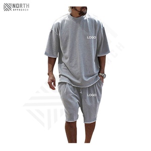 ชุดกางเกงขาสั้นระบายอากาศ2ชิ้นสำหรับผู้ชายฤดูร้อนพิมพ์ลายไซส์ใหญ่พิเศษชุดวอร์มสีล้วนสำหรับผู้ชาย - Product Image 5