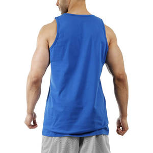 Bleu hommes doux coton sans manches élégant débardeur Muscle Tee coton solide blanc débardeur - Product Image 2