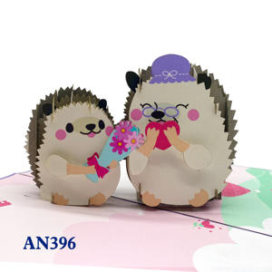 Tarjeta de invitación emergente con impresión en color 3D artesanal, diseño de erizo personalizable, papel de estilo Animal de Vietnam hecho a mano - Product Image 1